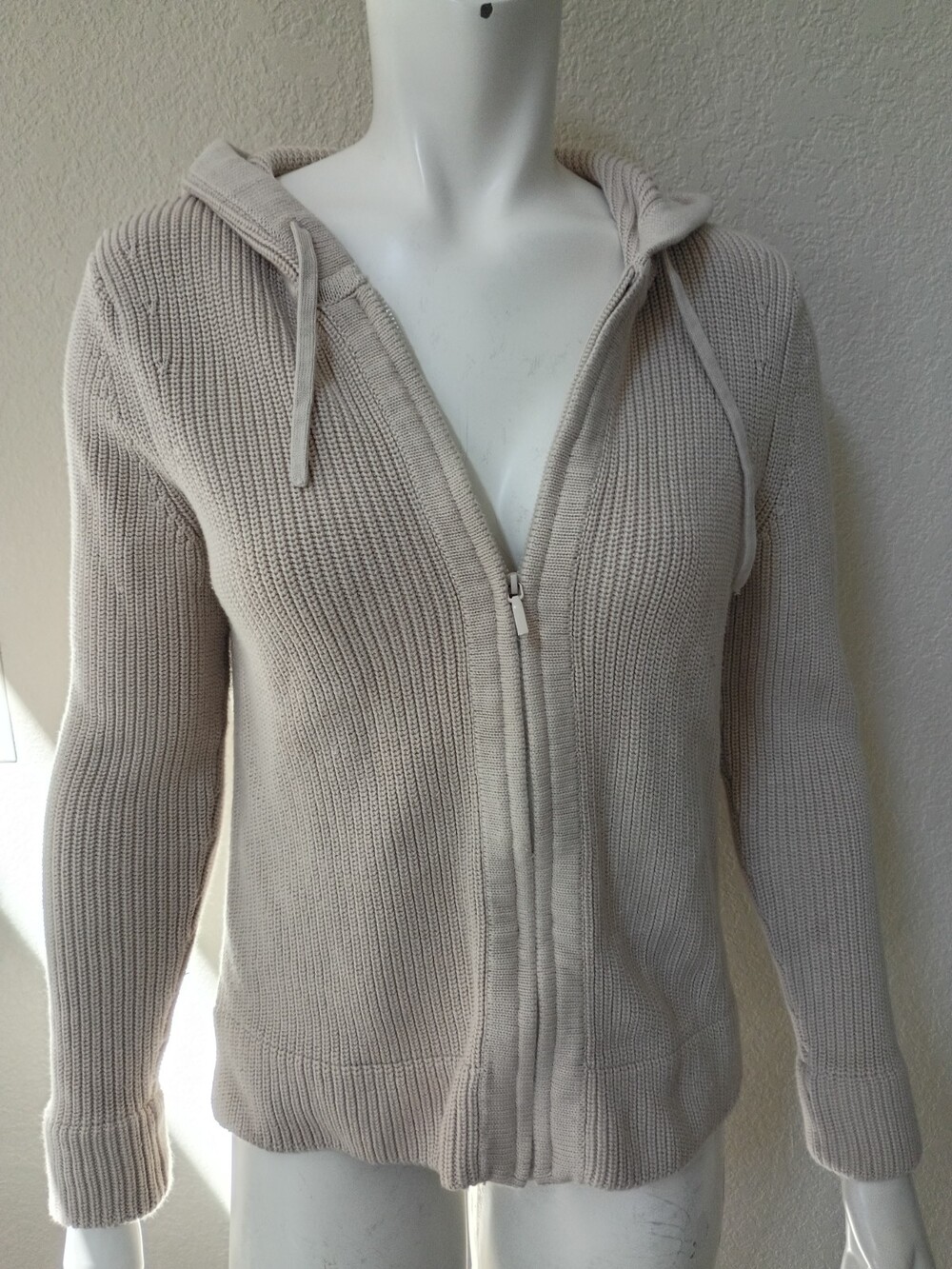 Pura Zip Up Hoodie Sweater Women's Small Ivory Used Good
